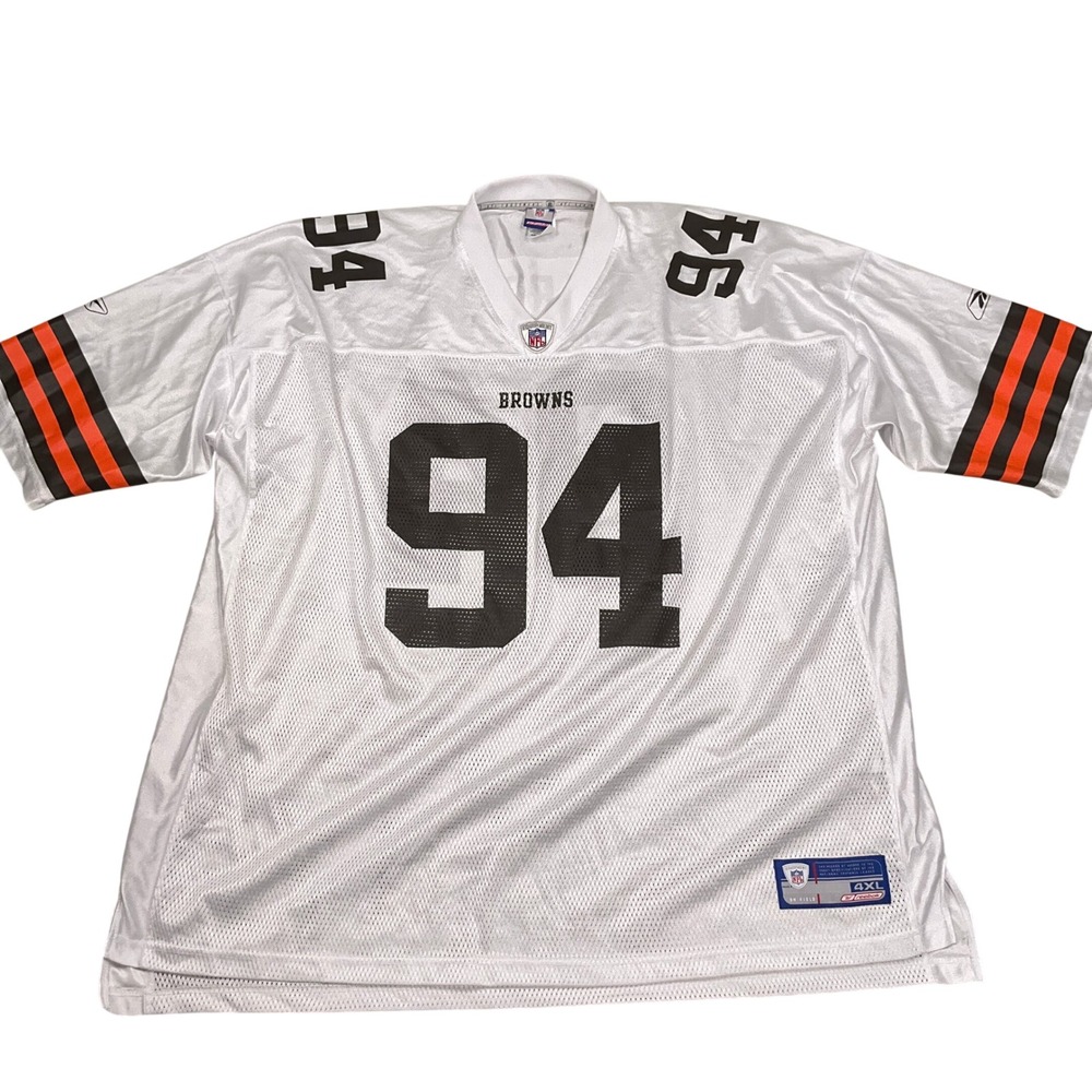 Reebok Cleveland Browns Jersey Mens 4XL White Orange Gerard Warren 94 NFL
